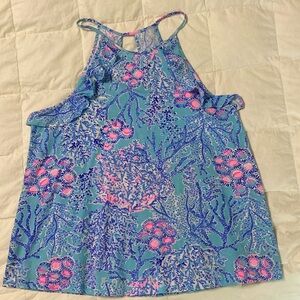 Lilly Pulitzer Billie Tank Top Blue Ibiza Now You See Me size large